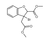 3-Bromo-3-methoxycarbonylmethyl-2,3-dihydrobenzofuran-2-carboxylic acid methyl ester结构式