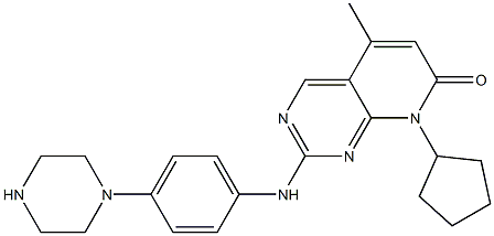 8-cyclopentyl-5-methyl-2-[[4-(1-piperazinyl)phenyl]amino]- Pyrido[2,3-d]pyrimidin-7(8H)-one结构式