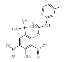 (3-methyl-2,4-dinitro-6-tert-butyl-phenyl) N-(3-chlorophenyl)carbamate Structure