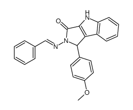2-benzylideneamino-3-(4-methoxy-phenyl)-3,8-dihydro-2H-pyrrolo[3,4-b]indol-1-one结构式