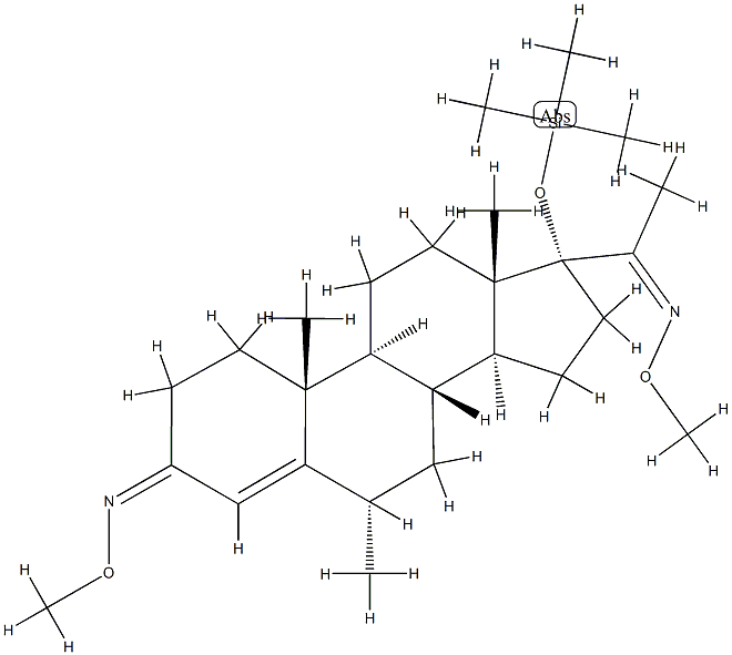 6α-Methyl-17-(trimethylsiloxy)pregn-4-ene-3,20-dione bis(O-methyl oxime)结构式
