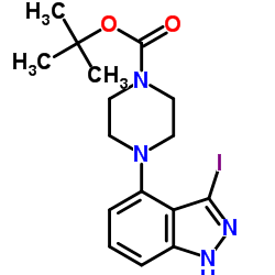 1-Boc-4-(3-碘-1H-吲唑-4-基)哌嗪结构式