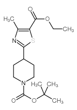 4-[5-(乙氧羰基)-4-甲基-1,3-噻唑-2-基)哌啶,N-BOC保护结构式