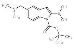 2-硼-5-[(二甲基氨基)甲基]-1H-吲哚-1-羧酸-1-(1,1-二甲基乙基)酯结构式