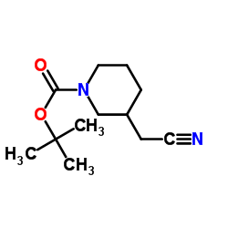 3-(氰基甲基)哌啶-1-羧酸叔丁酯结构式