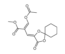 (Z)-3-Acetoxy-2-[3-oxo-1,4-dioxa-spiro[4.5]dec-(2Z)-ylidenemethyl]-acrylic acid methyl ester Structure