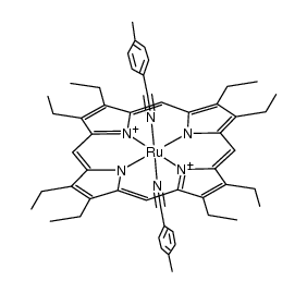 {Ru(II)(octaethylporphyrin(2-))(p-tolunitrile)2}结构式