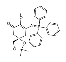 (S)-8-methoxy-2,2-dimethyl-9-((triphenyl-5-phosphanylidene)amino)-1,3-dioxaspiro[4.5]dec-8-en-7-one结构式