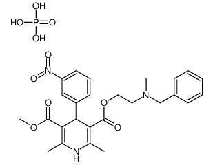 5-O-[2-[benzyl(methyl)amino]ethyl] 3-O-methyl 2,6-dimethyl-4-(3-nitrophenyl)-1,4-dihydropyridine-3,5-dicarboxylate,phosphoric acid结构式