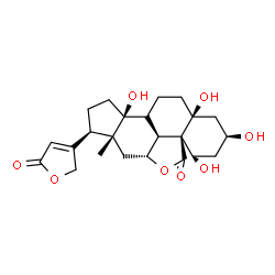 1β,3β,5,11α,14β,21-Hexahydroxy-24-nor-5β-chol-20(22)-ene-19,23-dioic acid 19,11:23,21-dilactone结构式