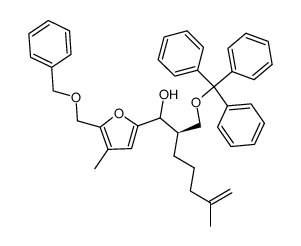 (R)-1-(5-Benzyloxymethyl-4-methyl-furan-2-yl)-6-methyl-2-trityloxymethyl-hept-6-en-1-ol Structure