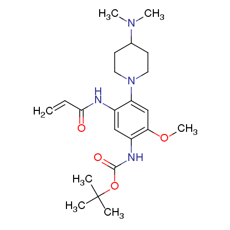 tert-butyl N-(4-(4-(dimethylamino)piperidine-1-yl)-2-methoxy-5-(prop-2-enamido)phenyl)carbamate Structure