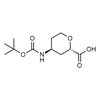 (2S,4S)-4-((叔丁氧羰基)氨基)四氢-2H-吡喃-2-羧酸结构式