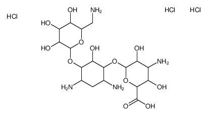 4-amino-6-[4,6-diamino-3-[6-(aminomethyl)-3,4,5-trihydroxyoxan-2-yl]oxy-2-hydroxycyclohexyl]oxy-3,5-dihydroxyoxane-2-carboxylic acid,trihydrochloride Structure