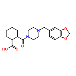 2-{[4-(1,3-Benzodioxol-5-ylmethyl)-1-piperazinyl]carbonyl}cyclohexanecarboxylic acid Structure