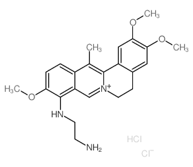 Dibenzo[a,g]quinolizinium,9-[(2-aminoethyl)amino]-5,6-dihydro-2,3,10-trimethoxy-13-methyl-, chloride,monohydrochloride (9CI) Structure