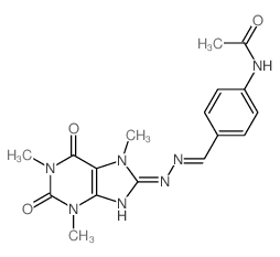 N-[4-[(Z)-[(1,3,7-trimethyl-2,6-dioxo-purin-8-yl)hydrazinylidene]methyl]phenyl]acetamide结构式