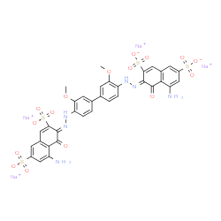 tetralithium 3,3'-[(3,3'-dimethoxy[1,1'-biphenyl]-4,4'-diyl)bis(azo)]bis[5-amino-4-hydroxynaphthalene-2,7-disulphonate]结构式