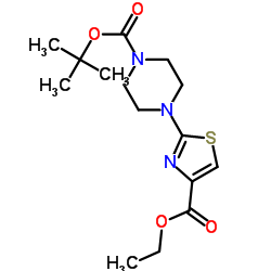 2-(4-(叔丁氧基羰基)哌嗪-1-基)噻唑-4-羧酸乙酯结构式
