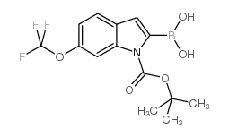 2-硼-6-三氟甲氧基-1H-吲哚-1-羧酸-1-(1,1-二甲基乙酯)结构式
