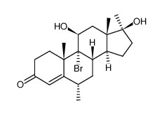 9-bromo-11β,17β-dihydroxy-6α,17α-dimethyl-androst-4-en-3-one结构式