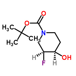(3S,4R)-叔-丁基 3-氟-4-羟基哌啶-1-羧酸酯结构式