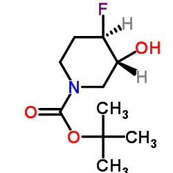 2-Methyl-2-propanyl (3R,4R)-4-fluoro-3-hydroxy-1-piperidinecarboxylate Structure