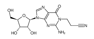 3-(2-amino-9-((2R,3R,4S,5R)-3,4-dihydroxy-5-(hydroxymethyl)tetrahydrofuran-2-yl)-6-oxo-6,9-dihydro-1H-purin-1-yl)propanenitrile Structure