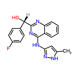 (S)-(4-Fluorophenyl){4-[(5-methyl-1H-pyrazol-3-yl)amino]-2-quinazolinyl}methanol Structure