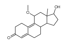 17-hydroxy-11-methoxy-13-methyl-6,7,8,11,12,13,14,15,16,17-decahydro-1H-cyclopenta[a]phenanthren-3(2H)-one结构式