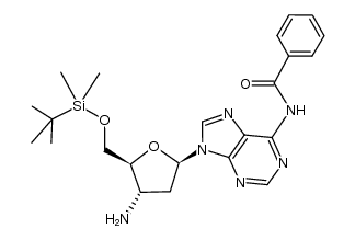 N-(9-((2R,4S,5S)-4-amino-5-(((tert-butyldimethylsilyl)oxy)methyl)tetrahydrofuran-2-yl)-9H-purin-6-yl)benzamide结构式