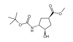 (1R,2R,4R)-N-Boc-1-氨基-2-羟基环戊烷-4-羧酸甲酯结构式