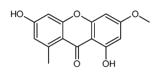 1,6-dihydroxy-3-methoxy-8-methyl-9H-xanthen-9-one structure