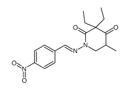 3,3-diethyl-5-methyl-1-[(4-nitrophenyl)methylideneamino]piperidine-2,4-dione结构式