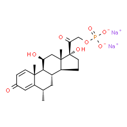 Pregna-1,4-diene-3,20-dione, 11,17-dihydroxy-6-methyl-21-(phosphonooxy)-, disodium salt, (6alpha,11beta)- Structure