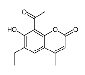 8-acetyl-6-ethyl-7-hydroxy-4-methyl coumarin Structure