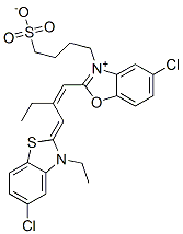 5-氯-2-[2-[(5-氯-3-乙基-2(3H)-苯并噻唑亚基)亚甲基]-1-丁烯基]-3-(4-磺丁基)苯并恶唑内翁盐结构式