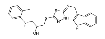 1-[[5-(1H-indol-3-ylmethylamino)-1,3,4-thiadiazol-2-yl]sulfanyl]-3-[(2-methylphenyl)amino]propan-2-ol Structure