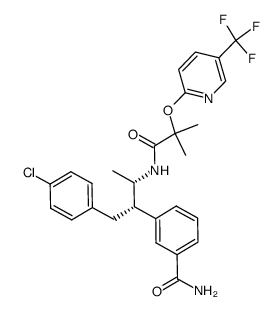 3-{(1S,2S)-1-(4-chlorobenzyl)-2-[(2-methyl-2-{[5-(trifluoromethyl)pyridin-2-yl]oxy}propanoyl)amino]propyl}benzamide Structure
