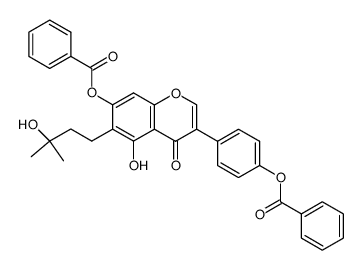4',7-bis(benzoyloxy)-5-hydroxy-6-(3-hydroxy-3-methylbutyl)isoflavone Structure