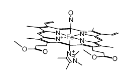 nitrosyl(protoporphyrin IX dimethyl esterato)iron(II) 1,2,4,5-tetramethylimidazole complex Structure