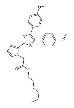 hexyl 2-[2-[4,5-bis(4-methoxyphenyl)-1,3-thiazol-2-yl]pyrrol-1-yl]acetate Structure