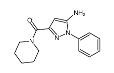 (5-氨基-1-苯基-1H-吡唑-3-基)(哌啶-1-基)甲酮结构式