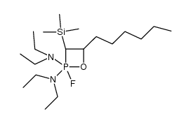 N,N,N',N'-tetraethyl-2-fluoro-4-hexyl-3-(trimethylsilyl)-1,2l5-oxaphosphetane-2,2-diamine Structure