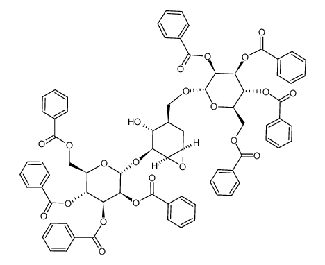 1,2-anhydro-3,6-di-O-(2,3,4,6-tetra-O-benzoyl-α-D-mannopyranosyl)-5a-carba-β-D-mannopyranose Structure