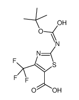 2-[(叔丁氧基羰基)氨基]-4-(三氟甲基)-1,3-噻唑-5-羧酸结构式