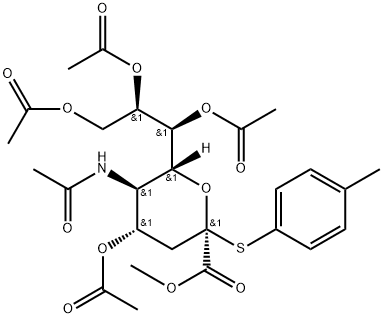 β-Neuraminic acid,N-acetyl-2-S-(4-methylphenyl)-2-thio-,menthyl ester, 4,7,8,9-tetraacetate Structure