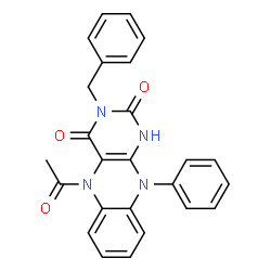 Benzo[g]pteridine-2,4(1H,3H)-dione,5-acetyl-5,10-dihydro-10-phenyl-3-(phenylmethyl)- Structure