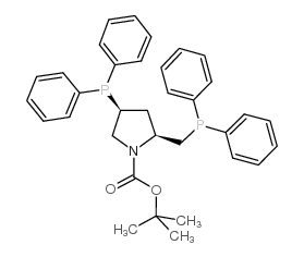 (2S, 4S)-4-二苯基膦-2-(二苯基膦甲基)-1-特丁氧羰基吡咯烷结构式