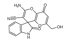 2'-amino-6'-(hydroxymethyl)-2,8'-dioxo-8'H-spiro[indoline-3,4'-pyrano[3,2-b]pyran]-3'-carbonitrile结构式